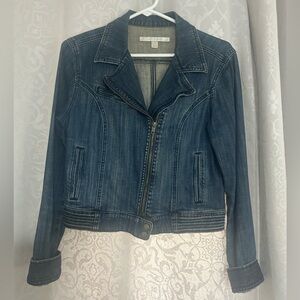 Lauren Conrad Cropped Denim Jacket Moto Style Size Medium